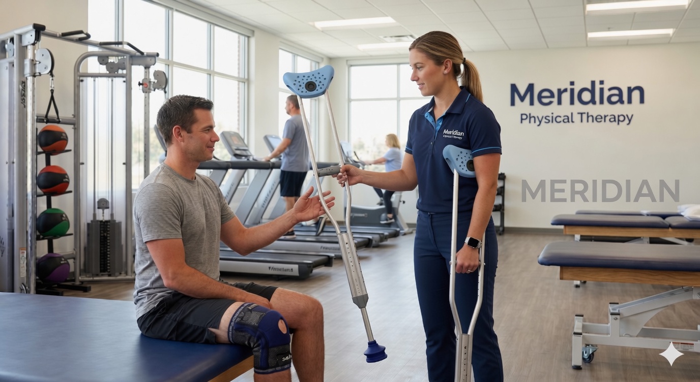 Physical therapist with SoftCrutch